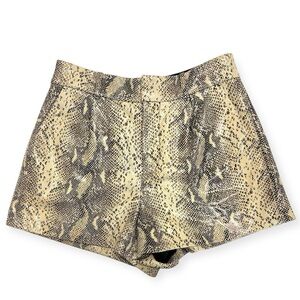 Alice+Olivia Lamb Leather Snakeskin Pleat Front Shorts Size 10